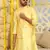 Silk blend solid yellow kurta and churidar with tie-dye yellow nehru jacket