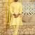 Silk blend solid yellow kurta and churidar with tie-dye yellow nehru jacket