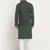 Cotton olive green kurta pyjama with nehru jacket