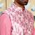 Silk blend solid pink kurta and churidar with tie-dye wine nehru jacket