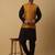 Men's black kurta and churidar with jacquard ethnic nehru jacket