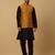 Men's black kurta and churidar with jacquard ethnic nehru jacket