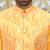 Silk blend solid yellow kurta and churidar with tie-dye yellow nehru jacket