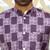 Silk blend solid cream kurta and churidar with purple printed nehru jacket