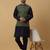 Men's navy blue kurta and churidar with jacquard ethnic motifs printed nehru jacket
