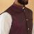 Silk blend cream kurta and churidar with jacquard geometric purple nehru jacket