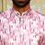 Silk blend solid cream kurta and churidar with tie-dye wine nehru jacket