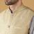 Silk blend grey kurta and churidar with jacquard geometric beige nehru jacket