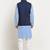 Cotton sky blue kurta and pyjama with twill blue nehru jacket