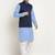 Cotton sky blue kurta and pyjama with twill blue nehru jacket
