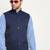 Cotton sky blue kurta and pyjama with twill blue nehru jacket