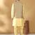 Silk blend yellow kurta and churidar with jacquard geometric beige nehru jacket