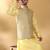 Silk blend yellow kurta and churidar with jacquard geometric beige nehru jacket