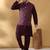 Silk blend purple kurta and churidar with jacquard geometric purple nehru jacket