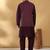 Silk blend purple kurta and churidar with jacquard geometric purple nehru jacket