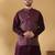 Silk blend purple kurta and churidar with jacquard geometric purple nehru jacket