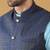 Silk blend blue kurta and churidar with jacquard geometric blue nehru jacket