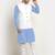 Cotton sky blue kurta and pyjama with twill white nehru jacket