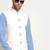 Cotton sky blue kurta and pyjama with twill white nehru jacket