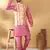 Silk blend pink kurta and churidar with tie-dye orange nehru jacket