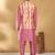 Silk blend pink kurta and churidar with tie-dye orange nehru jacket
