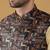 Silk bleand beige kurta churidar with abstract printed black nehru jacket