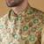 Silk bleand beige kurta churidar with abstract printed green nehru jacket