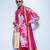 Pink printed chanderi kurta pajama with scarf