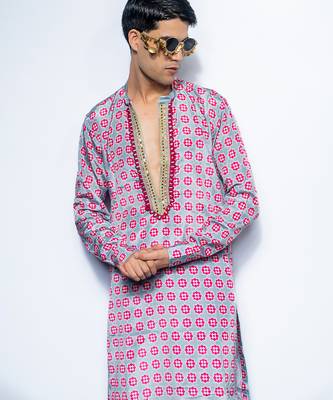 Multicolor printed crepe kurta pajama 3