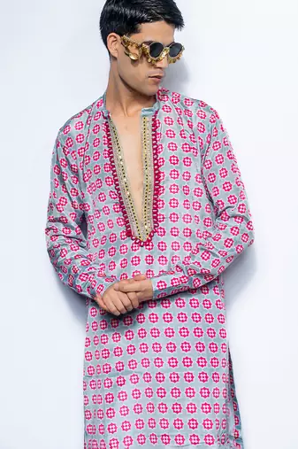 Multicolor printed crepe kurta pajama
