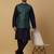 Men's navy blue kurta and churidar with sequenced cotton silk nehru jacket