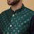 Men's navy blue kurta and churidar with sequenced cotton silk nehru jacket