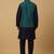 Men's navy blue kurta and churidar with sequenced cotton silk nehru jacket