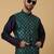 Men's navy blue kurta and churidar with sequenced cotton silk nehru jacket