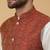Men's cream kurta and churidar with jacquard ethnic motifs printed nehru jacket