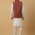 Men's cream kurta and churidar with jacquard ethnic motifs printed nehru jacket
