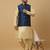 Men's beige kurta and churidar with jacquard floral nehru jacket