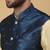 Men's beige kurta and churidar with jacquard floral nehru jacket