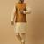 Men's beige kurta and churidar with jacquard floral nehru jacket