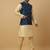 Men's beige kurta and churidar with jacquard floral nehru jacket
