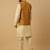Men's beige kurta and churidar with jacquard floral nehru jacket