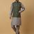 Men's grey kurta and churidar with jacquard ethnic motifs printed nehru jacket