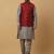Men's grey kurta and churidar with jacquard ethnic nehru jacket