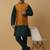 Men's green kurta and churidar with jacquard ethnic nehru jacket