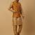 Men's gold kurta and churidar with jacquard ethnic nehru jacket