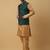 Men's gold kurta and churidar with jacquard ethnic nehru jacket