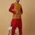 Men's maroon kurta and churidar with jacquard ethnic nehru jacket