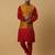 Men's maroon kurta and churidar with jacquard ethnic nehru jacket