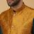 Men's green kurta and churidar with jacquard floral nehru jacket