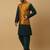 Men's green kurta and churidar with jacquard floral nehru jacket